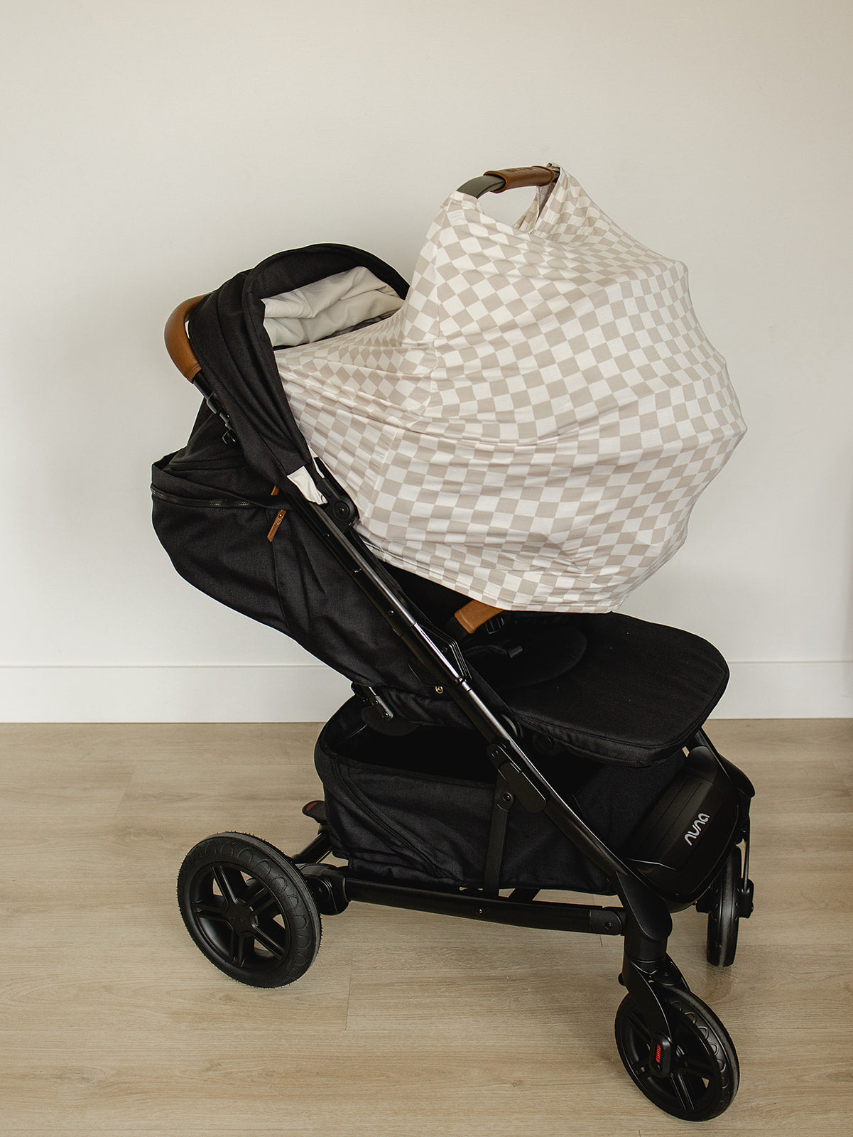 Taupe Checkered Bamboo Multi-Use Cover - HoneyBug