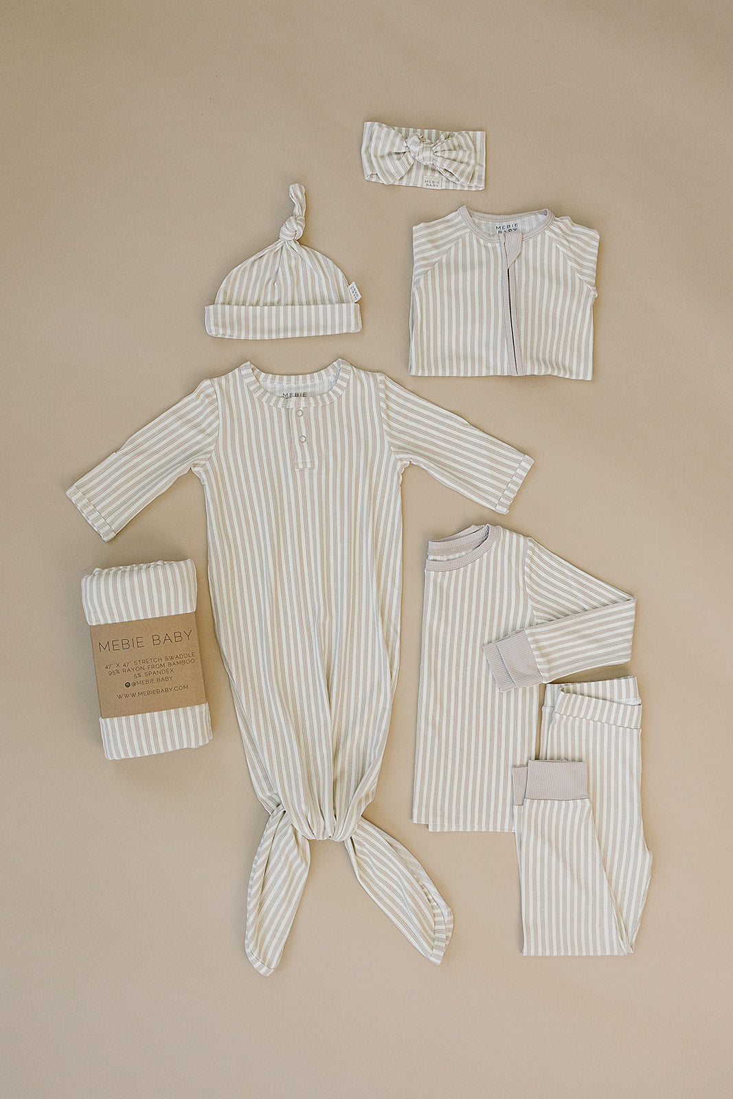 Taupe Stripe Ribbed Bamboo Zipper - HoneyBug