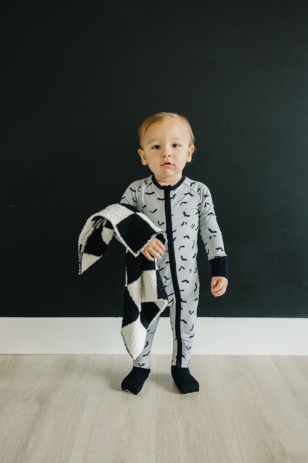 Black + White Checkered Plush Blanket - HoneyBug