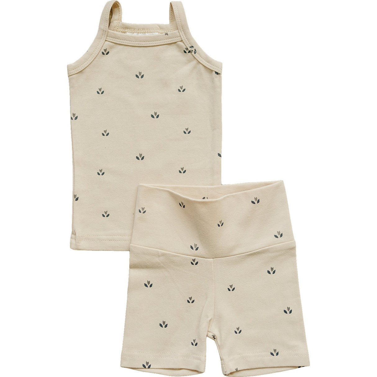 Cream Tulips Tank + Biker Short Set - HoneyBug