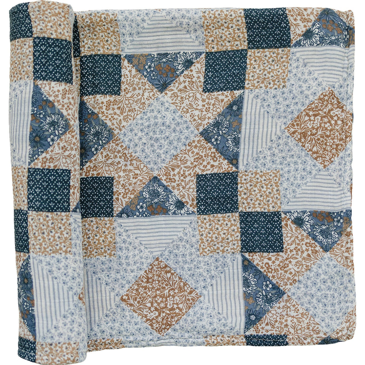 Patchwork Print Muslin Swaddle Blanket - HoneyBug