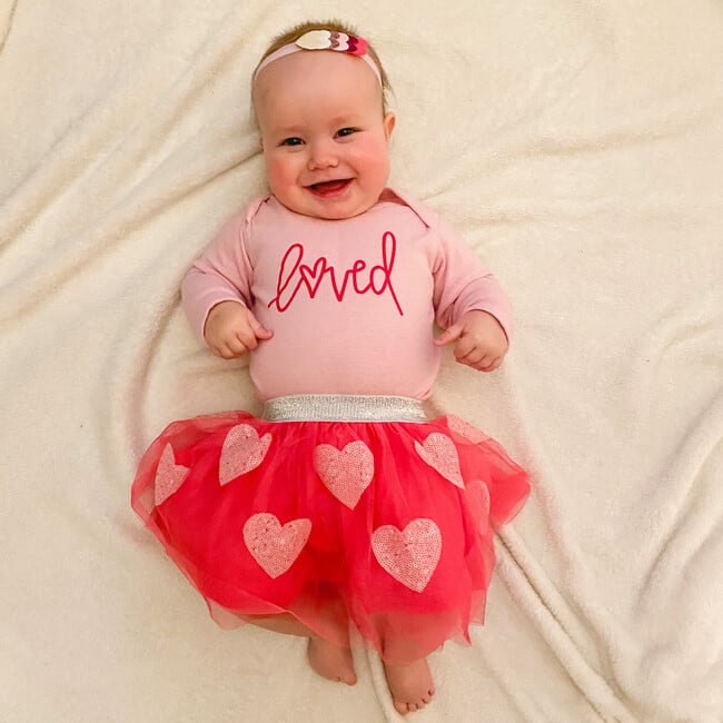 Loved Valentine's Day Long Sleeve Bodysuit - Pink - HoneyBug