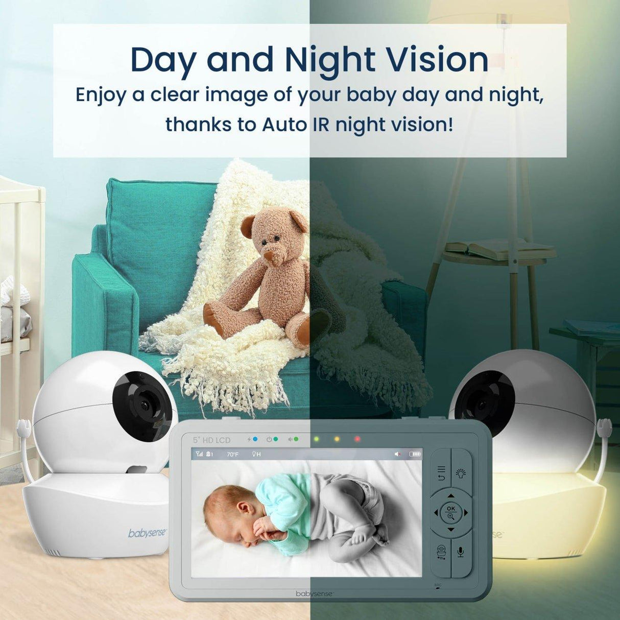 Babysense True Sleep: Video Baby Monitor with Breathing Motion Sleep Monitor, 1 or 2 Cameras - HoneyBug