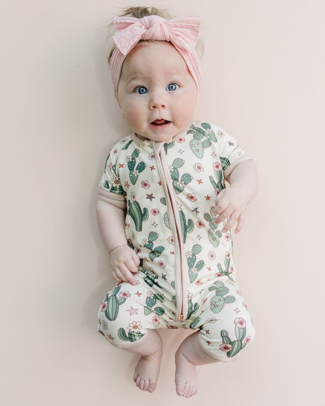 Bamboo Shorty Romper | Cactus Flowers - HoneyBug
