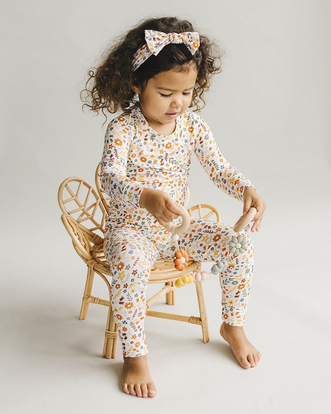 Bamboo Two Piece Set | Fall Flowers - HoneyBug