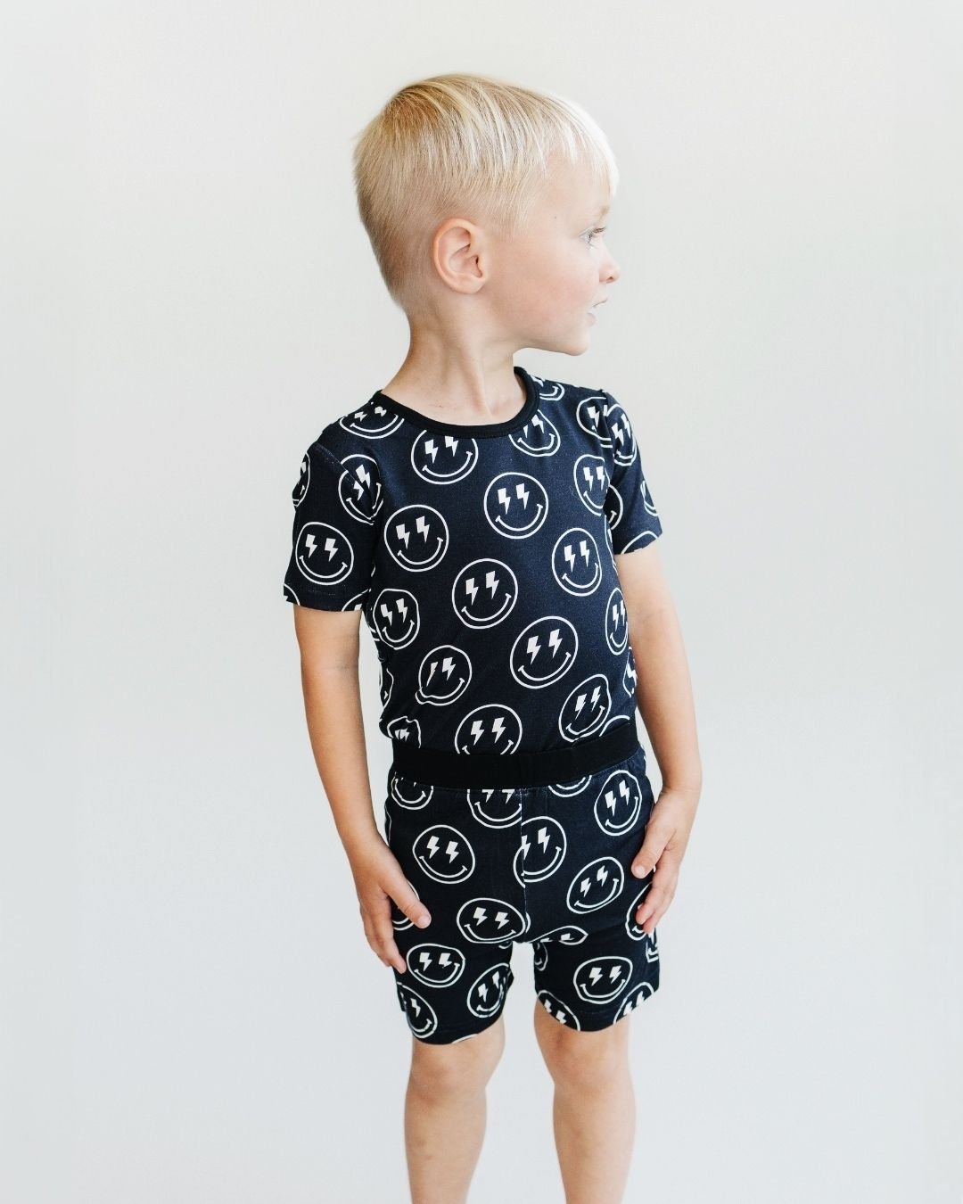 Bamboo Two Piece Shorts Set | Electric Smiley - HoneyBug