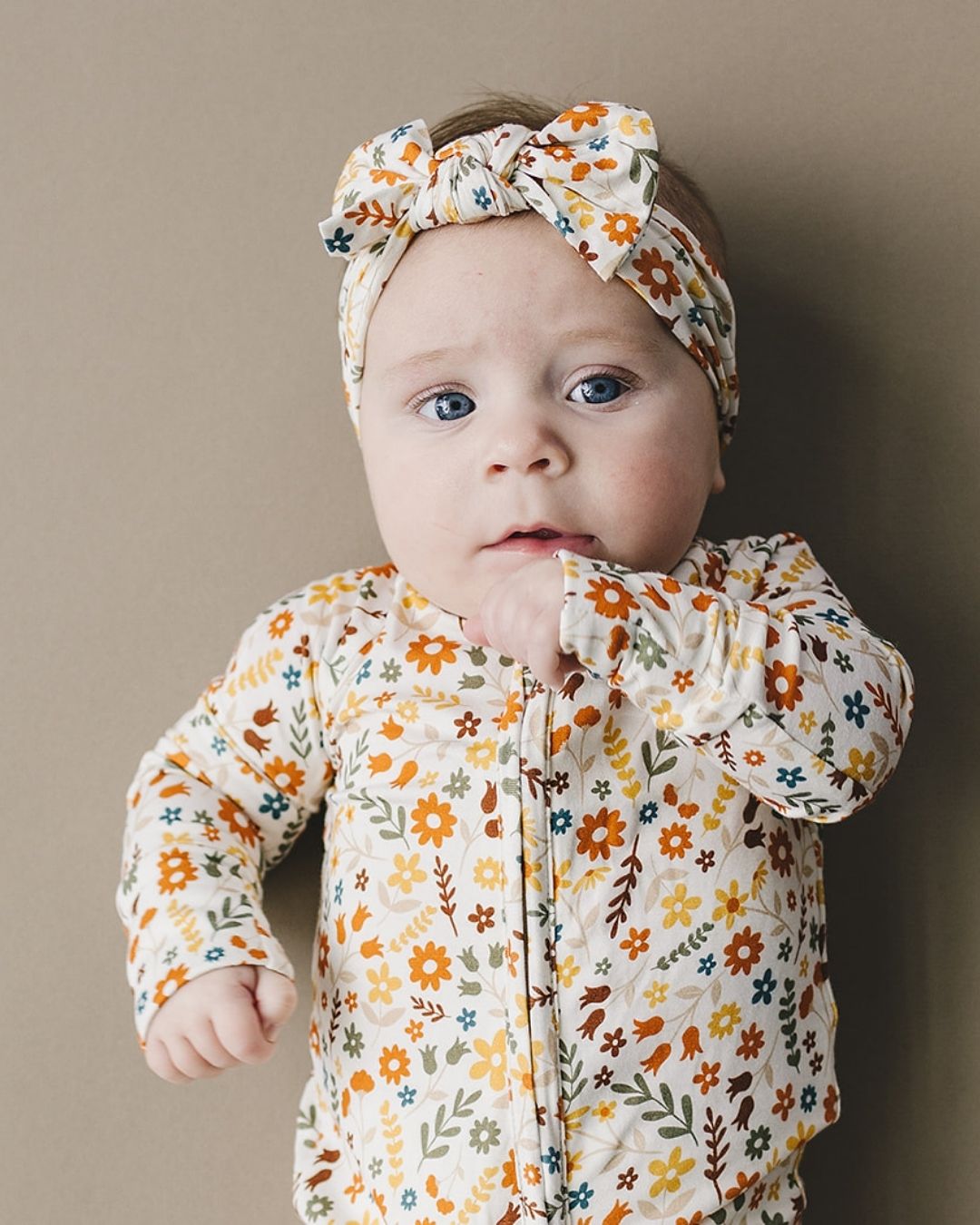 Bamboo Zip Romper | Fall Flowers - HoneyBug