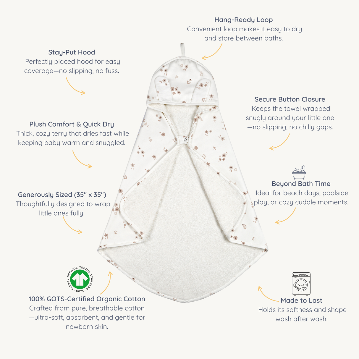 Organic Baby Towel - Bloom