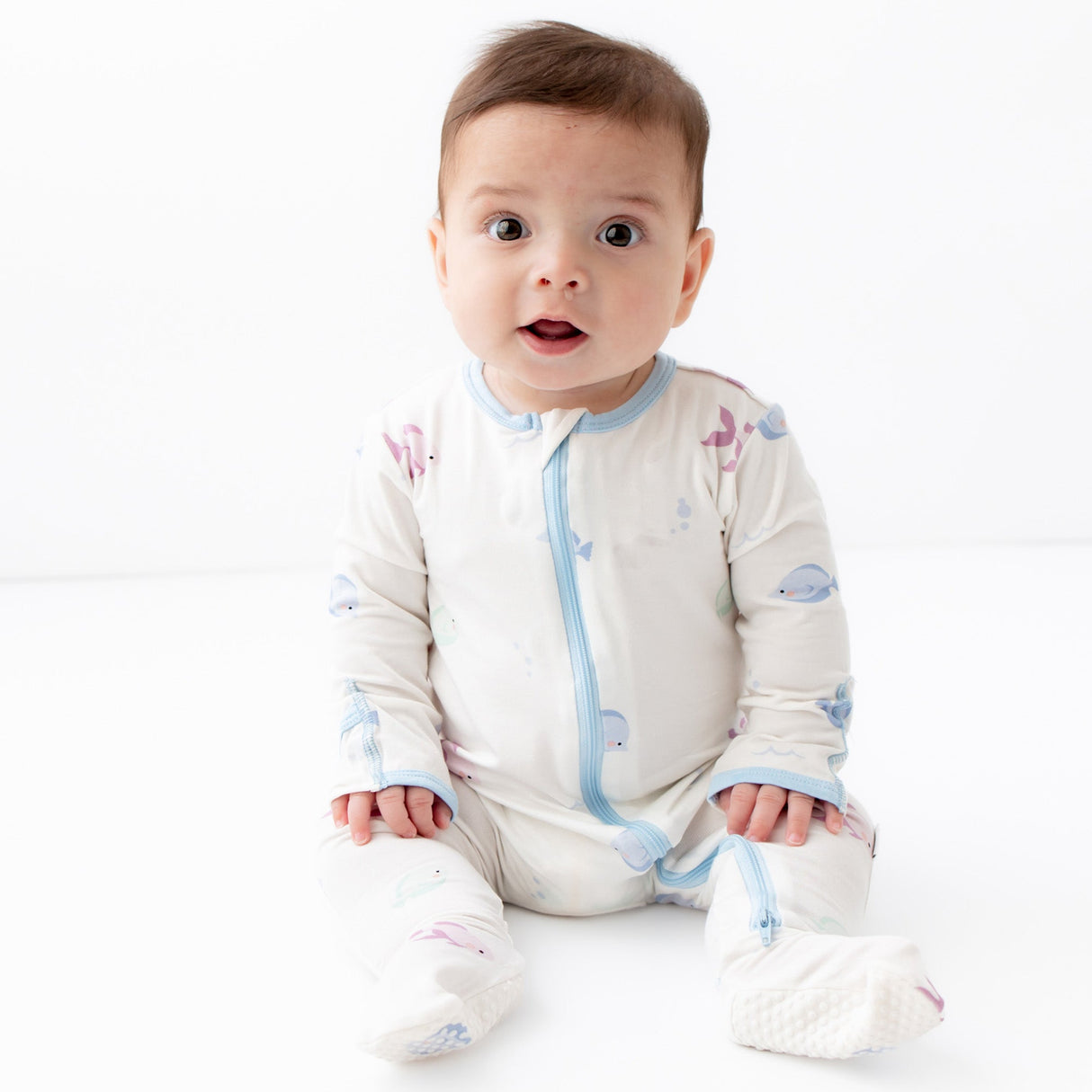 Blue Fish Zippered Footie - HoneyBug