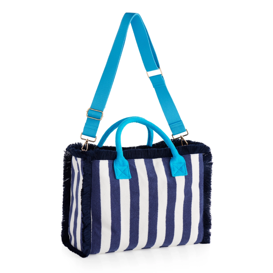 Cabana Stripe Tote - Navy - HoneyBug