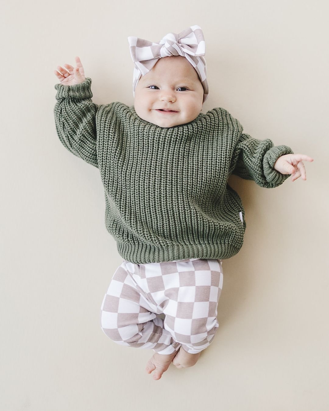 Checkered Leggings | Latte - HoneyBug