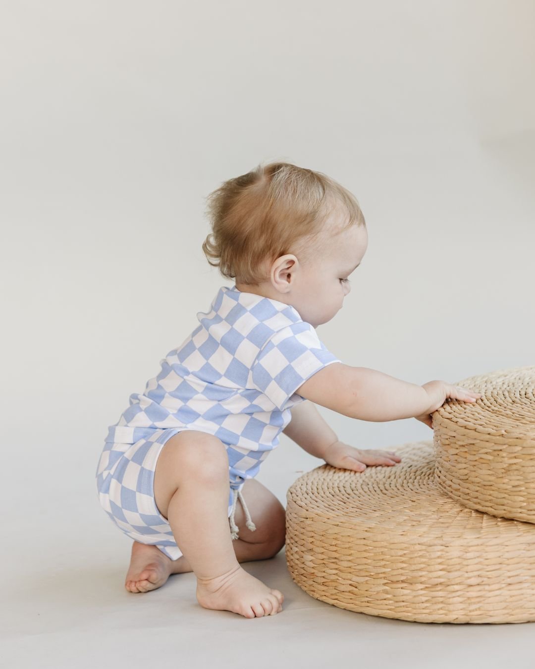 Checkered Shorts Set | Blue - HoneyBug