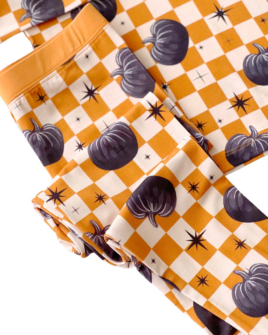 Bamboo Two Piece Set | Checkered Pumpkin - HoneyBug