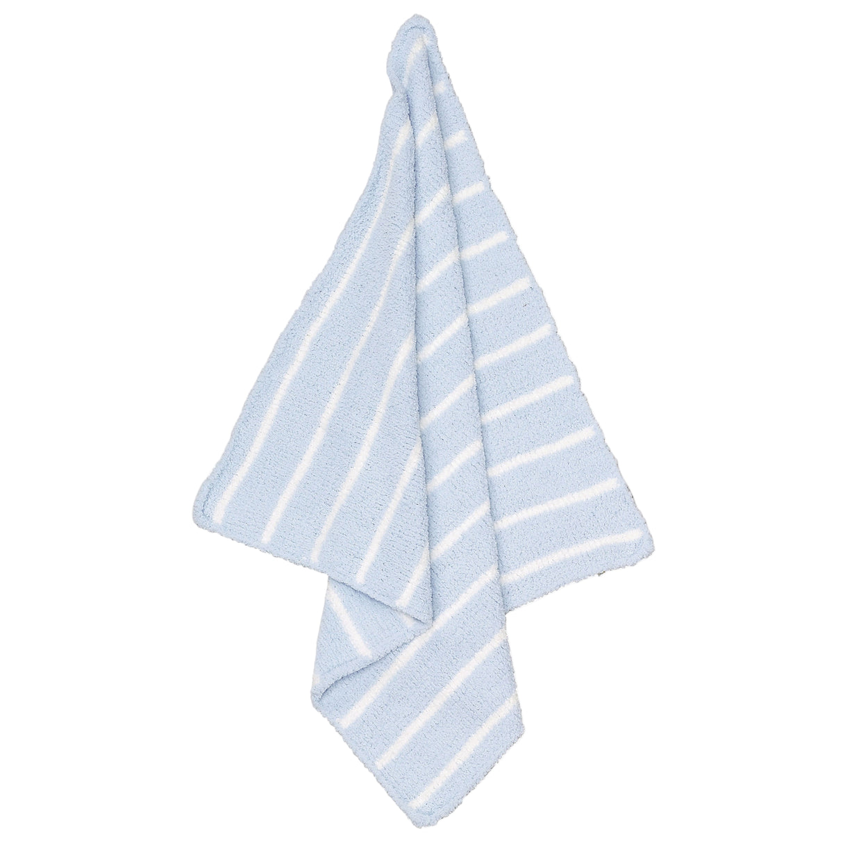 Chenille Blanket - Light Blue & Ivory Stripe - HoneyBug