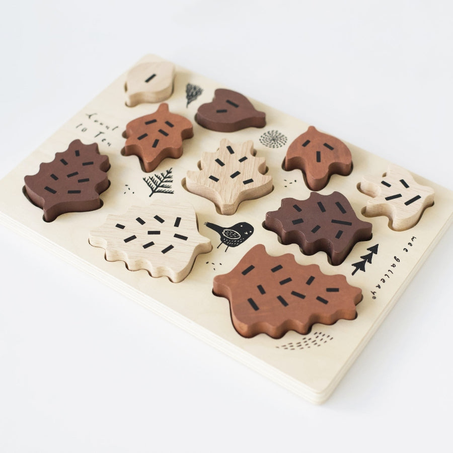 Wooden Tray Puzzle - Count to 10 Leaves - HoneyBug