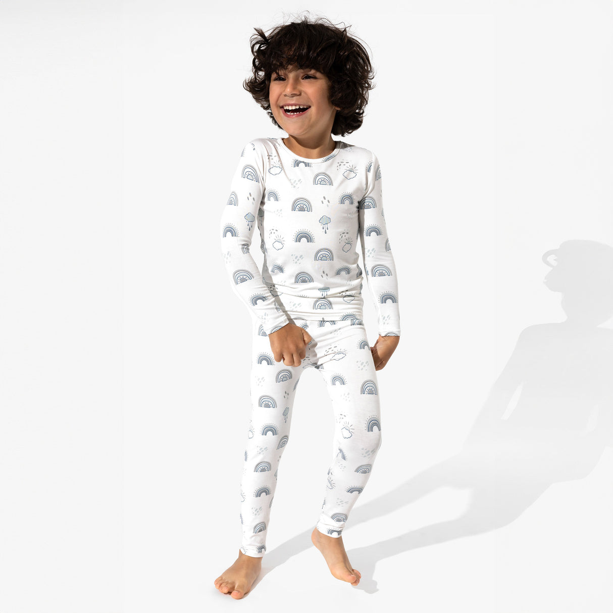 Grey Rainbows Bamboo Kids Pajamas - HoneyBug