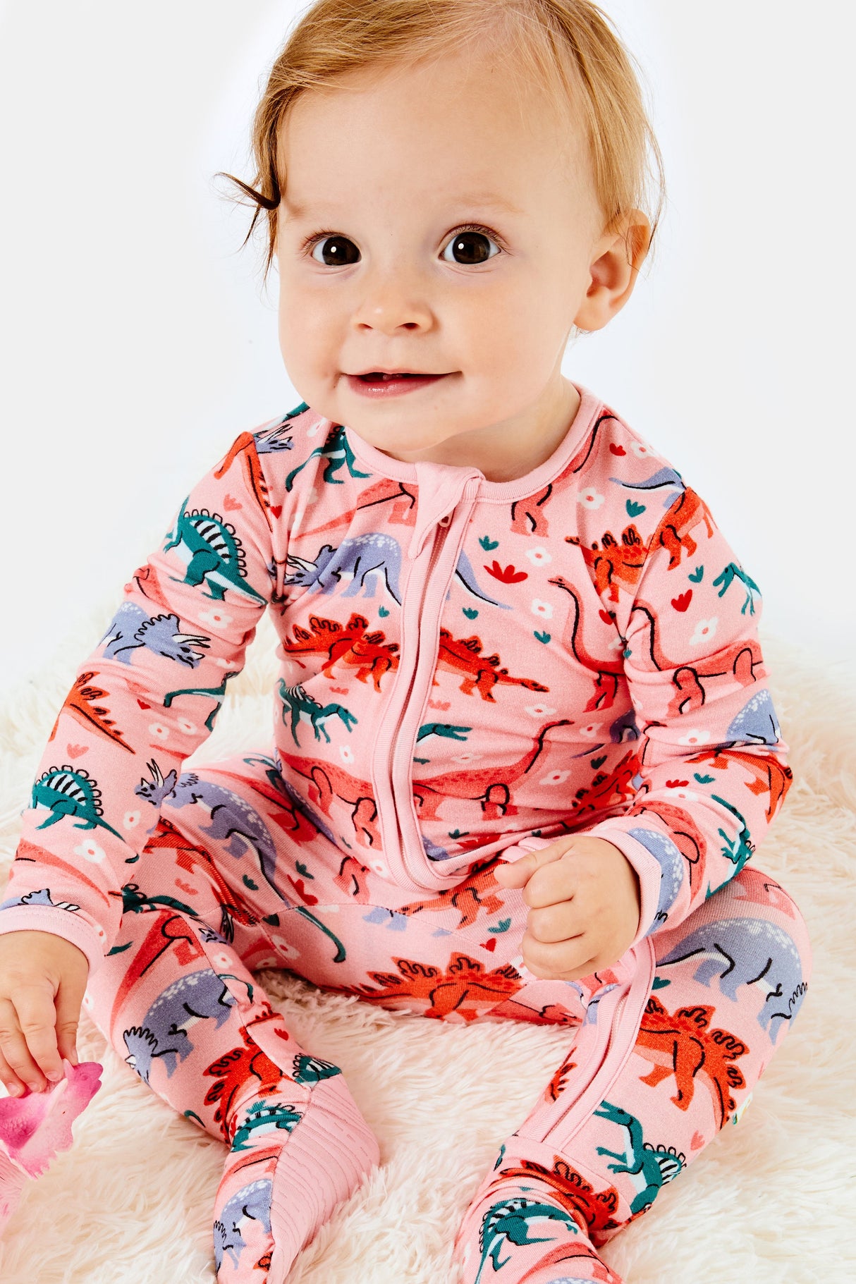 Soft & Stretchy Zipper Footie - Dinosaur Garden - HoneyBug