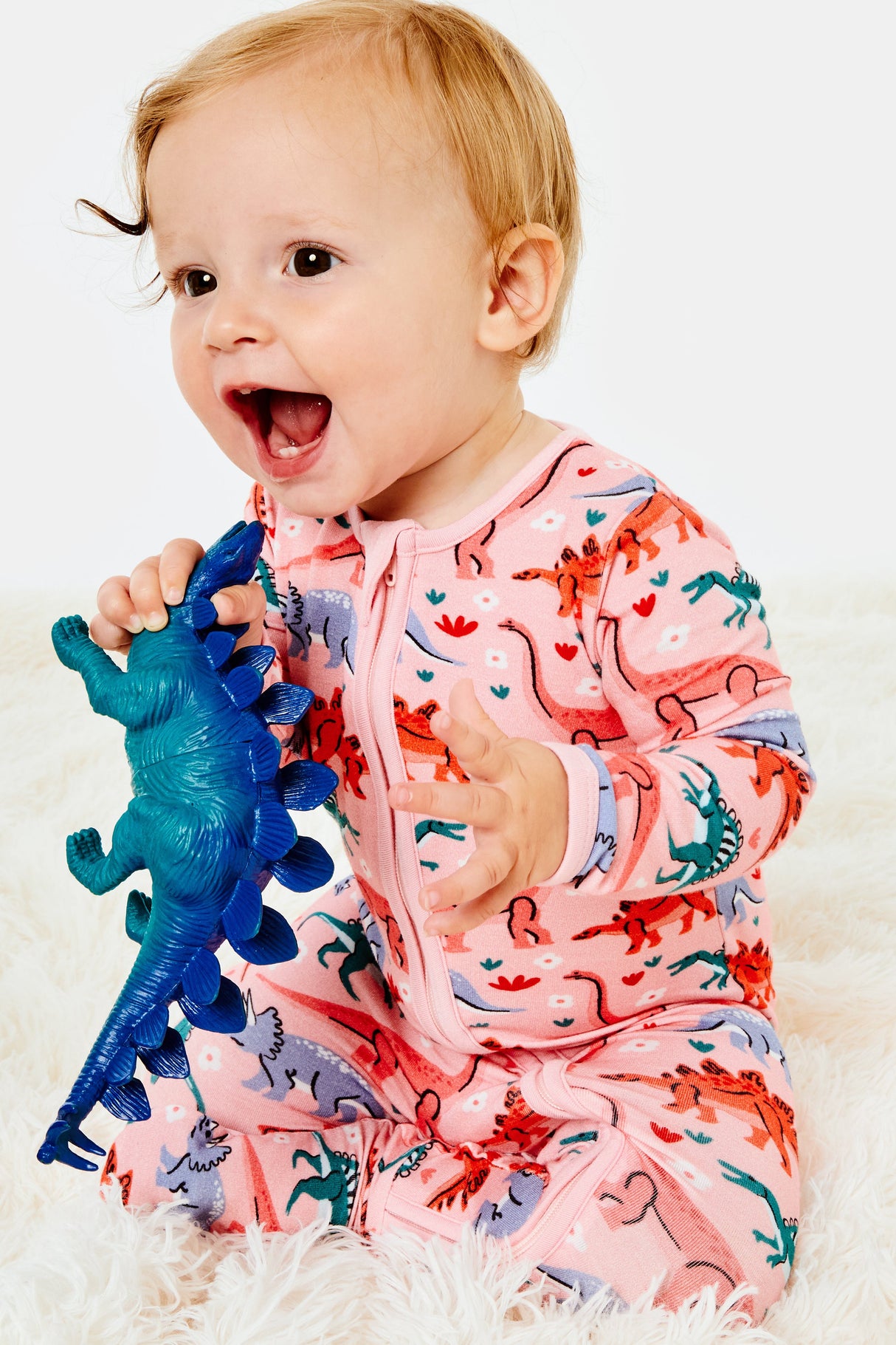 Soft & Stretchy Zipper Footie - Dinosaur Garden - HoneyBug