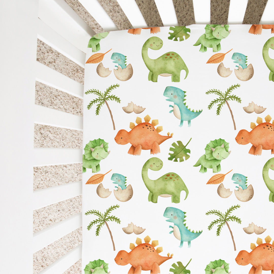 Fitted Crib Sheet - Dinosaurs - HoneyBug