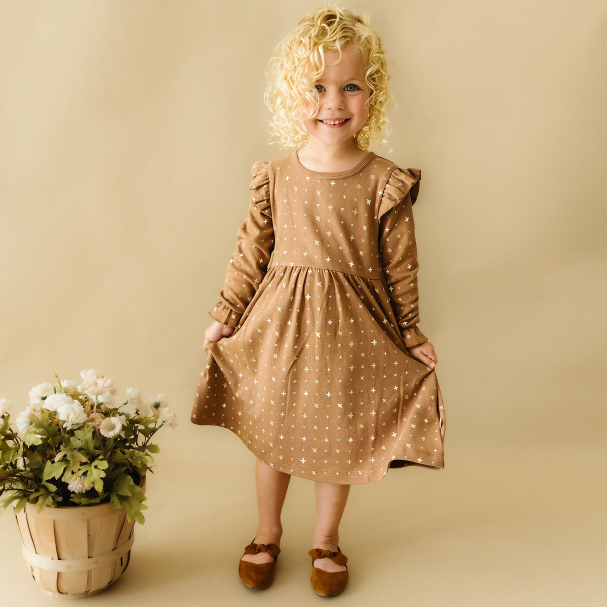 Organic Girls Ruffle Dress - Sparkle - HoneyBug