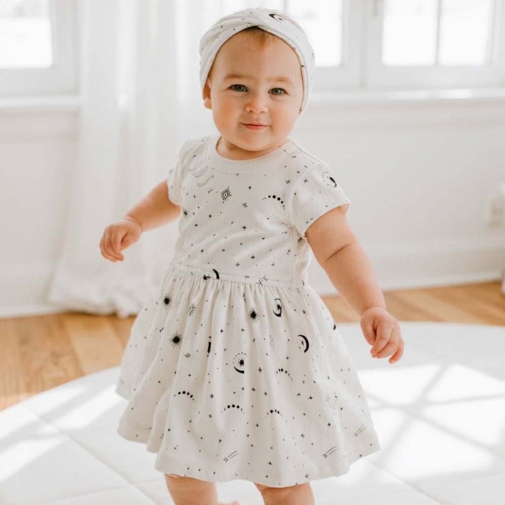 short sleeve twirl dress | celestial - HoneyBug