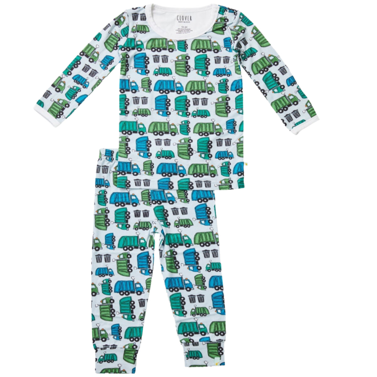 Long Sleeve Pajama Set - Garbage Trucks - HoneyBug