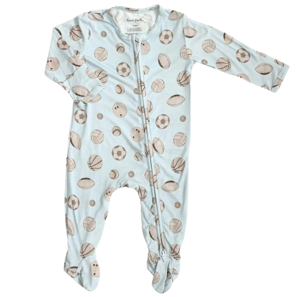 Footie Zippered One Piece - Baby Ballers - HoneyBug