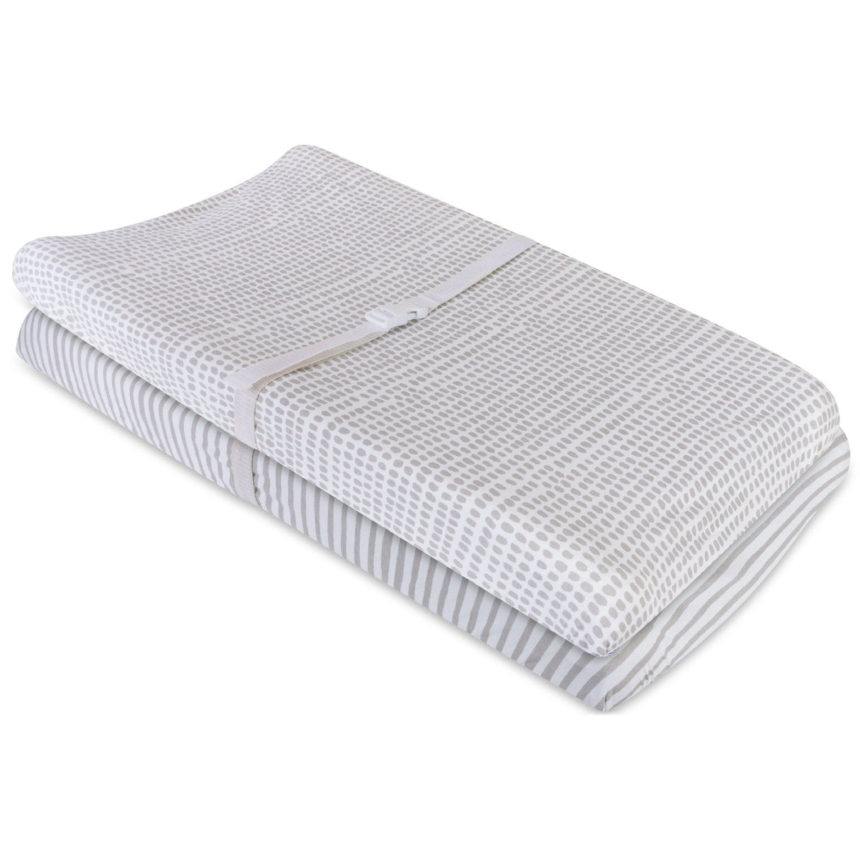 Waterproof Changing Pad Cover | Cradle Sheet Set - Taupe Stripes & Splash - HoneyBug