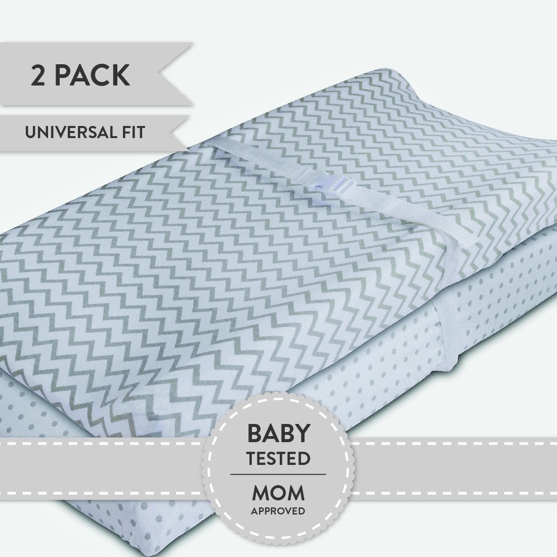 Changing Pad Cover | Cradle Sheet Set - Grey Chevron and Polka Dot - HoneyBug