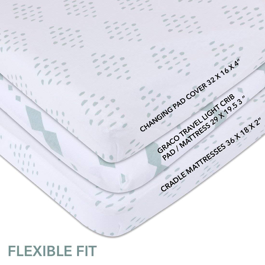 Changing Pad Cover | Cradle Sheet Set - Sage Diamond - HoneyBug
