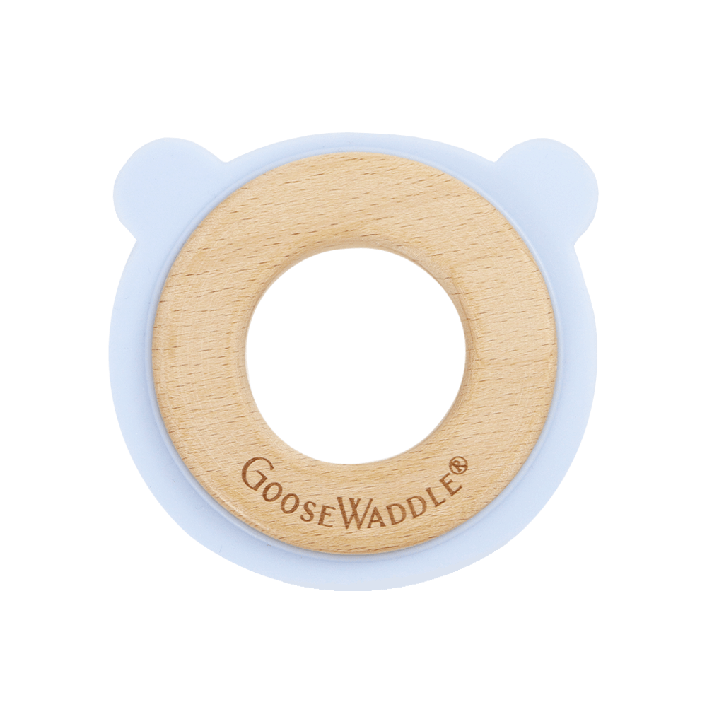 Blue Bear Animal Teether Wooden + Silicone - HoneyBug