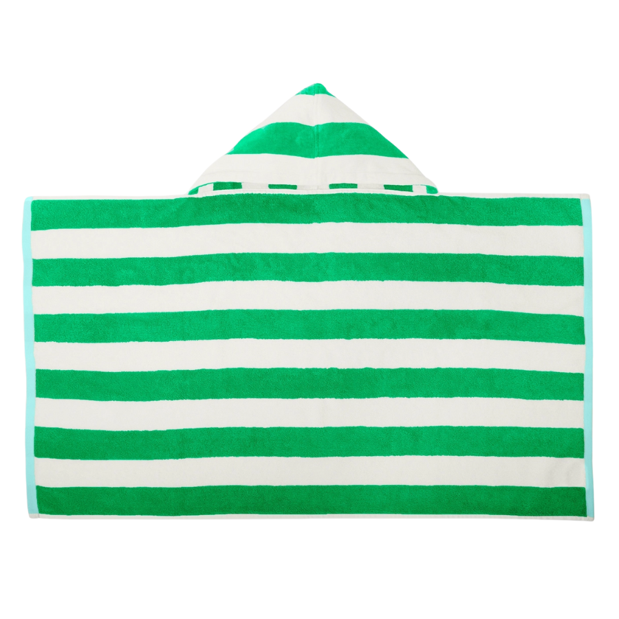 Kids Green Apple Stripe Hoodie Towel - HoneyBug