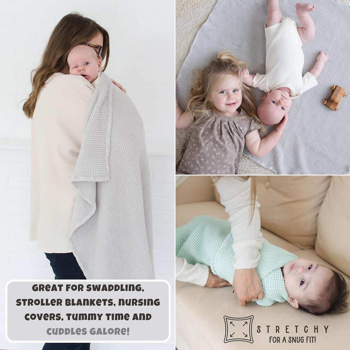 Grey Waffle Baby Blanket