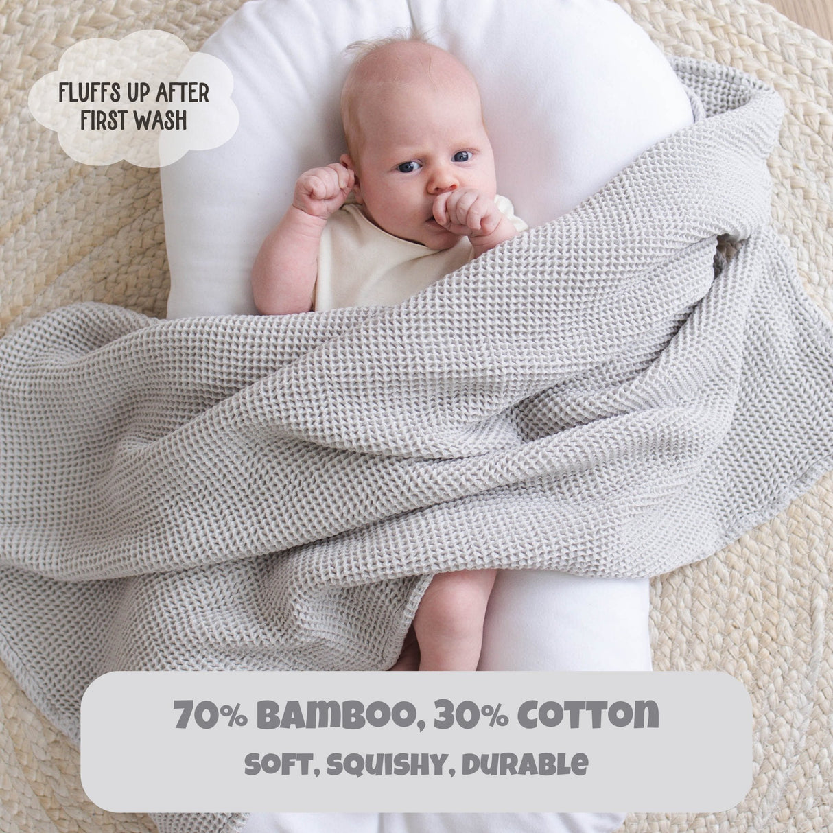 Grey Waffle Baby Blanket