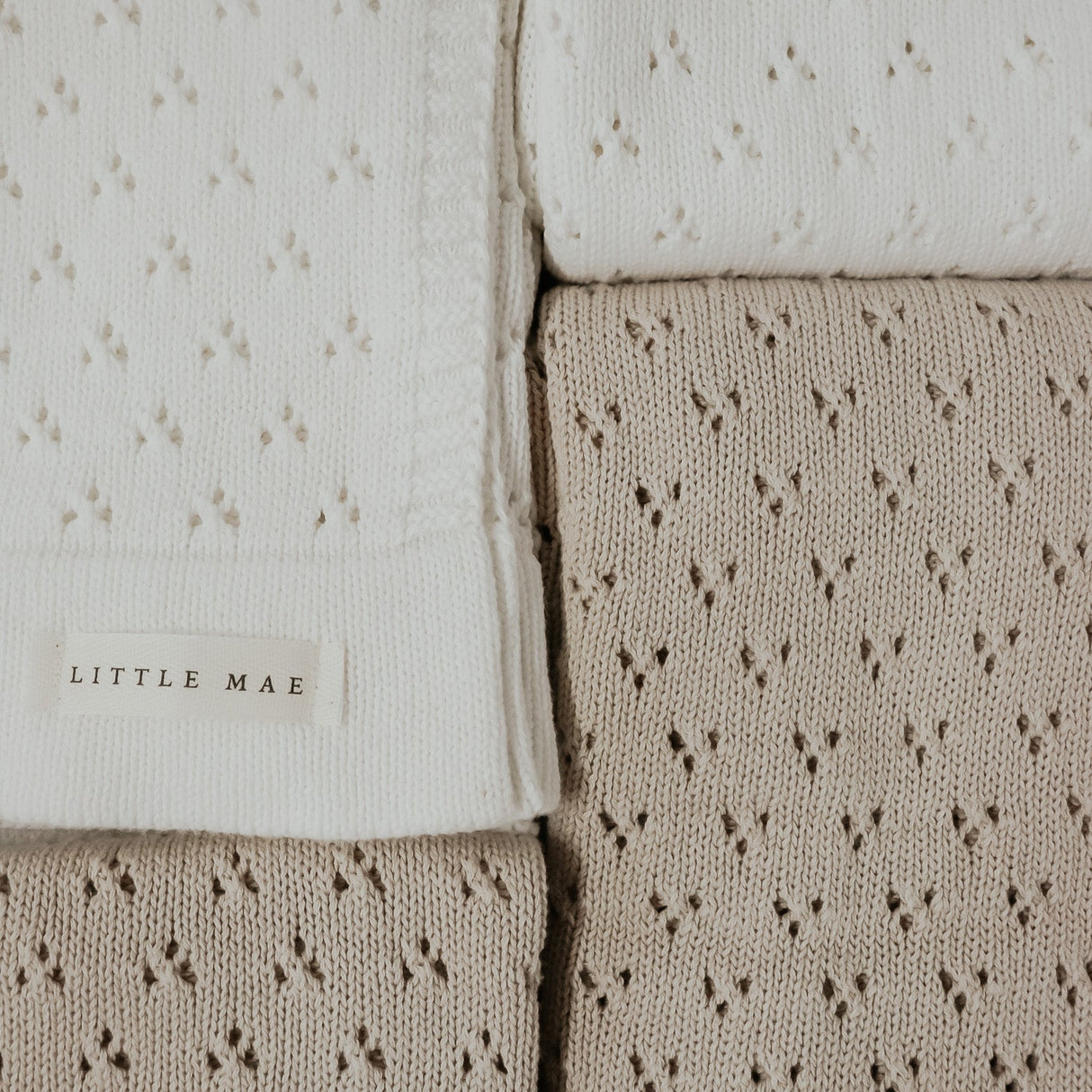 Vanilla White Pointelle Knit Blanket