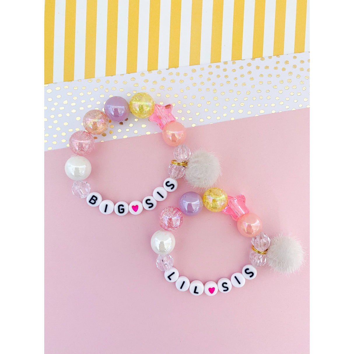 Big Sis OR Lil Sis Pom Pom Charm Bracelet - HoneyBug
