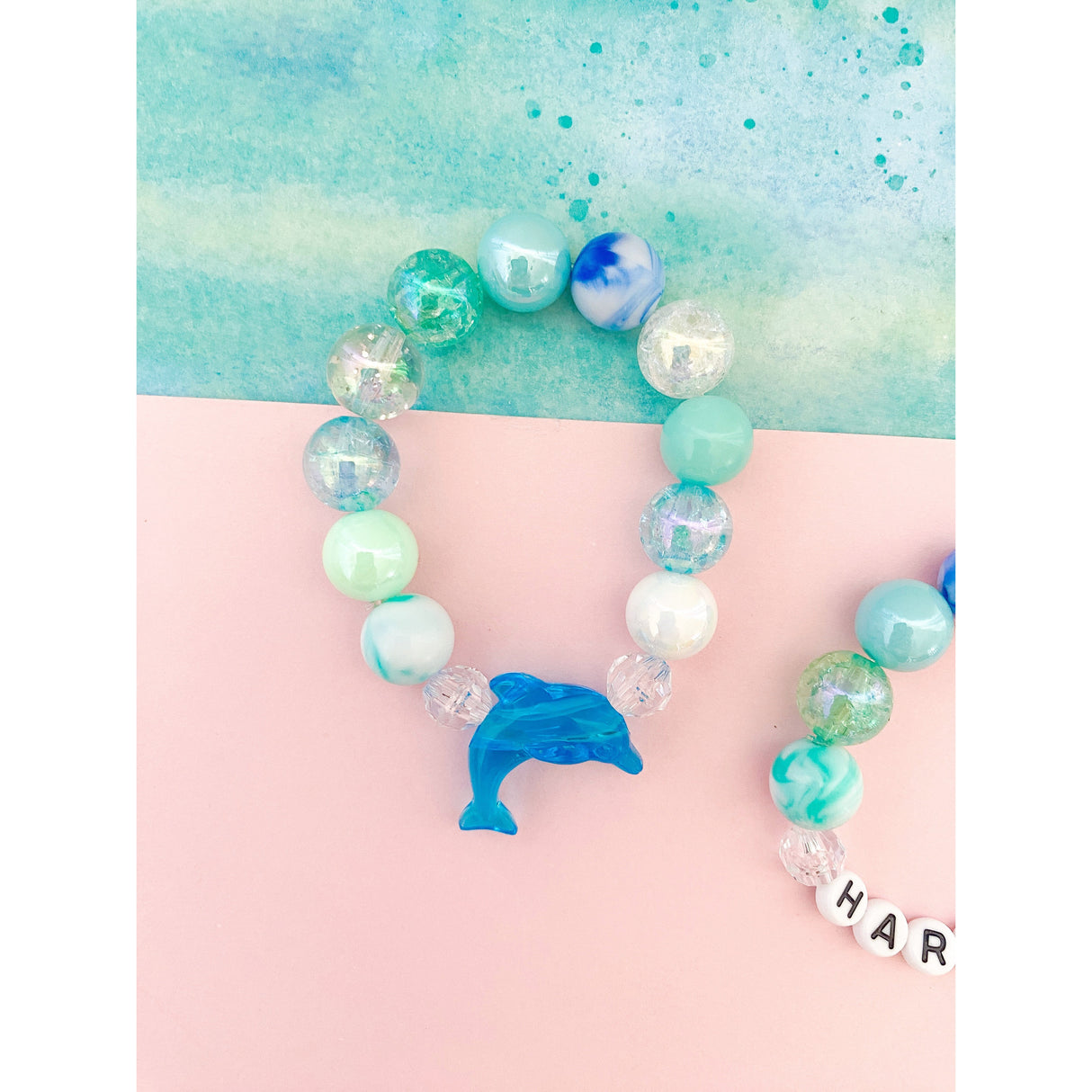 Blue Dolphin Bracelet - Customizable - HoneyBug