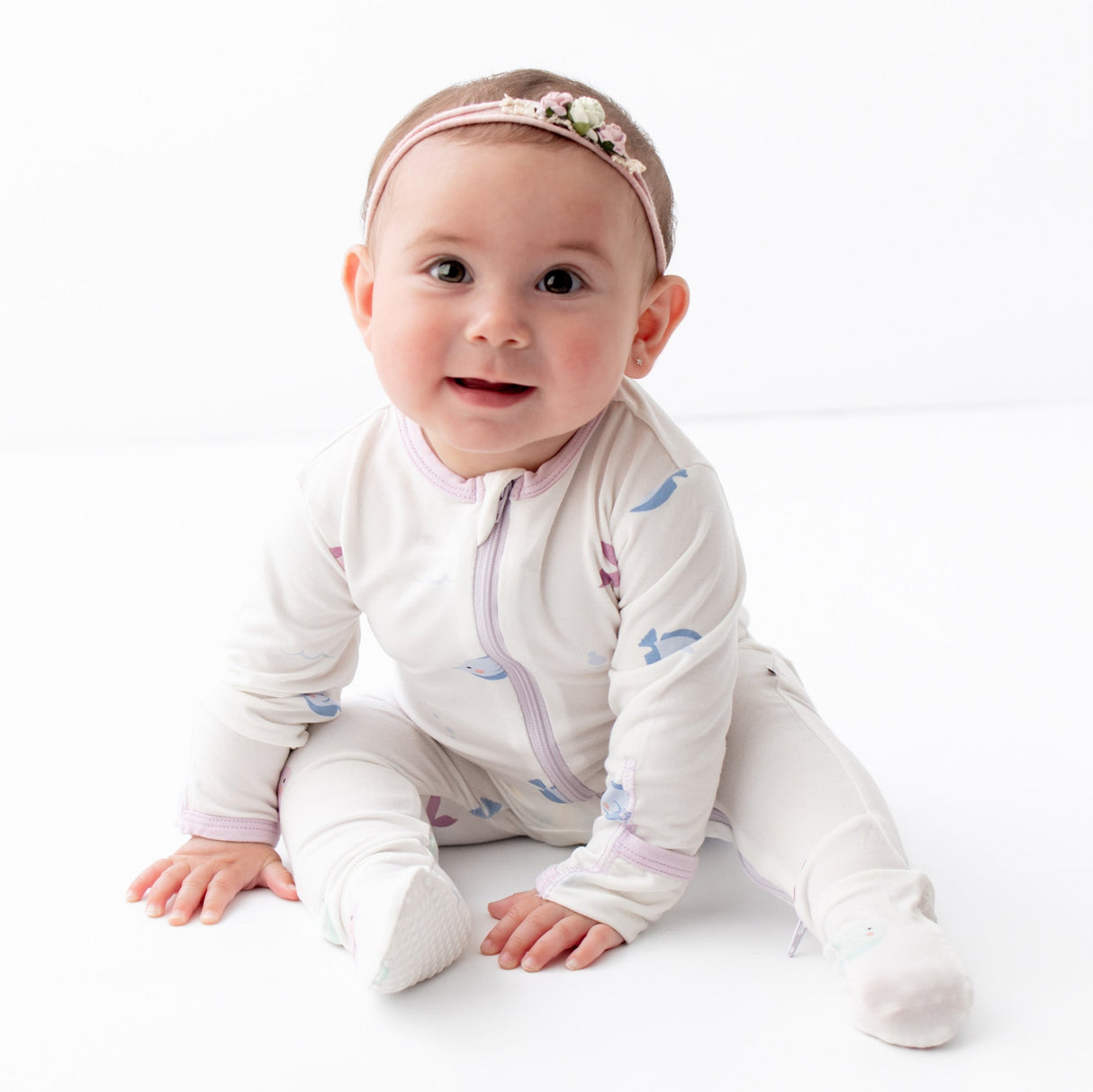 Lavender Fish Zippered Footie - HoneyBug
