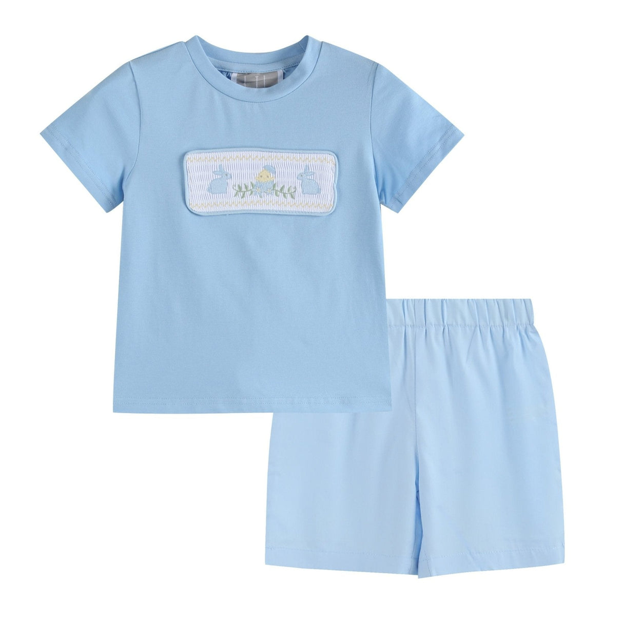 Light Blue Easter Smocked T-Shirt and Shorts Set
