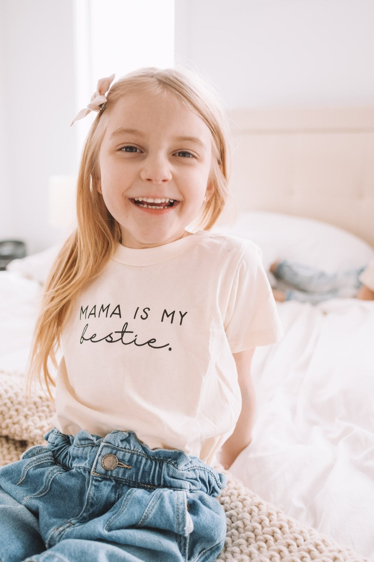 Mama Is My Bestie Organic Cotton Kids Graphic T-shirt - HoneyBug