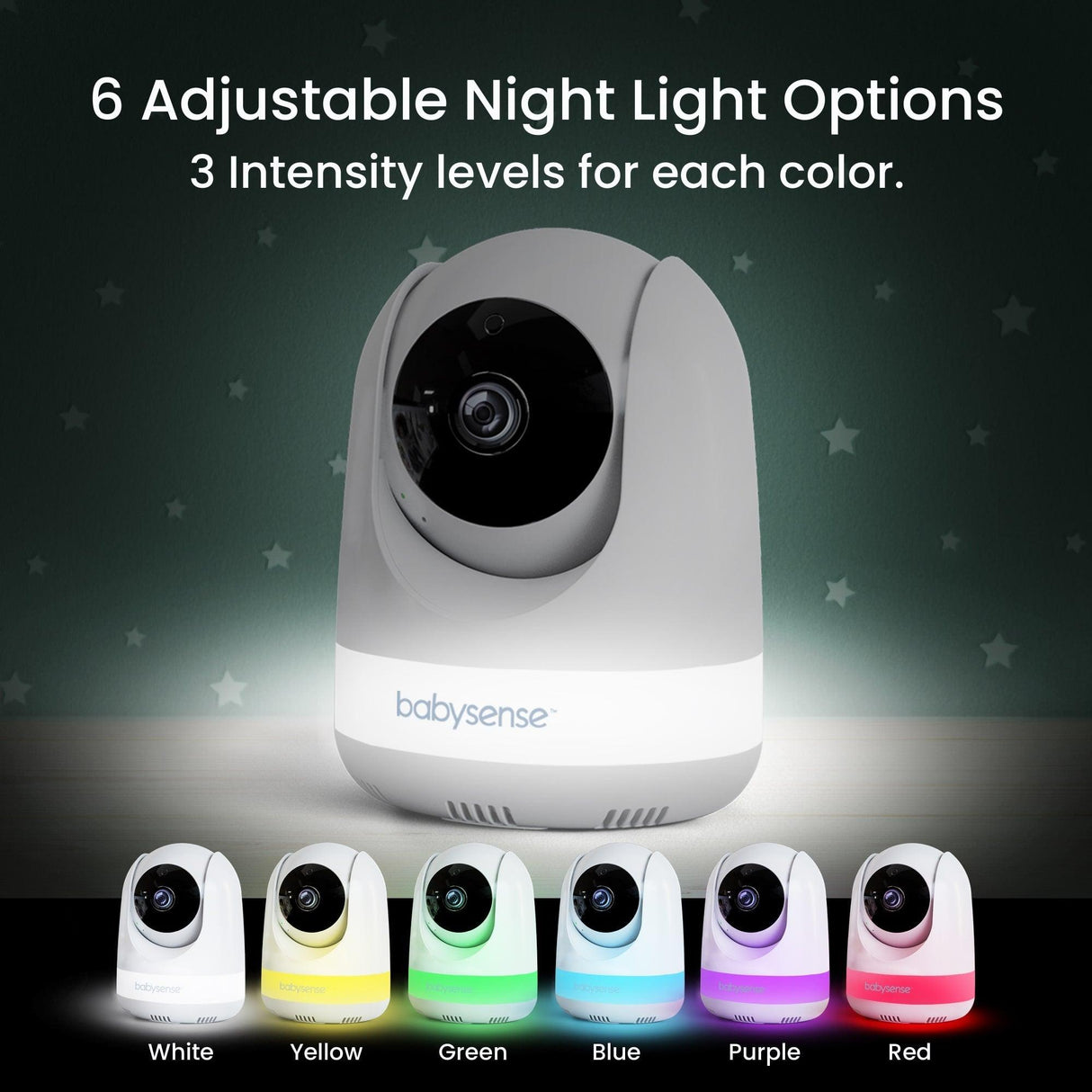 Babysense Max View: Video Baby Monitor with 1 or 2 Cameras, Non Wifi, Split Screen, Night Light & Sound Machine - HoneyBug