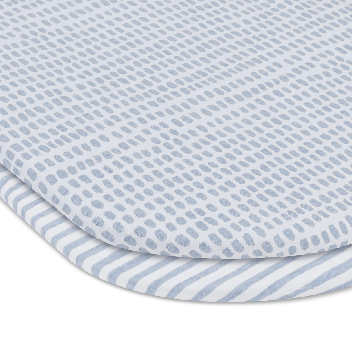Waterproof Bassinet Sheet Set - Misty Blue Stripes & Splash - HoneyBug