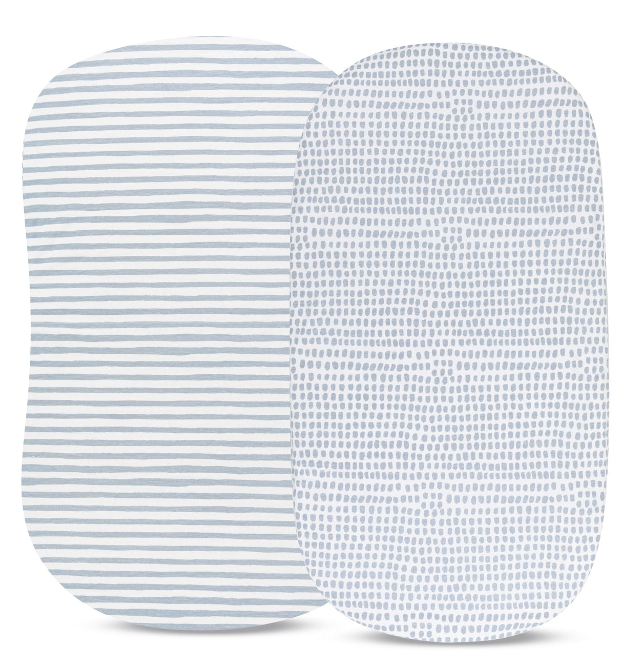 Waterproof Bassinet Sheet Set - Misty Blue Stripes & Splash - HoneyBug