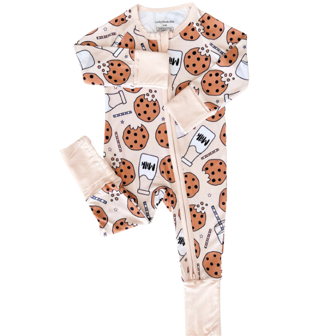 Bamboo Zip Romper | Milk & Cookies - HoneyBug