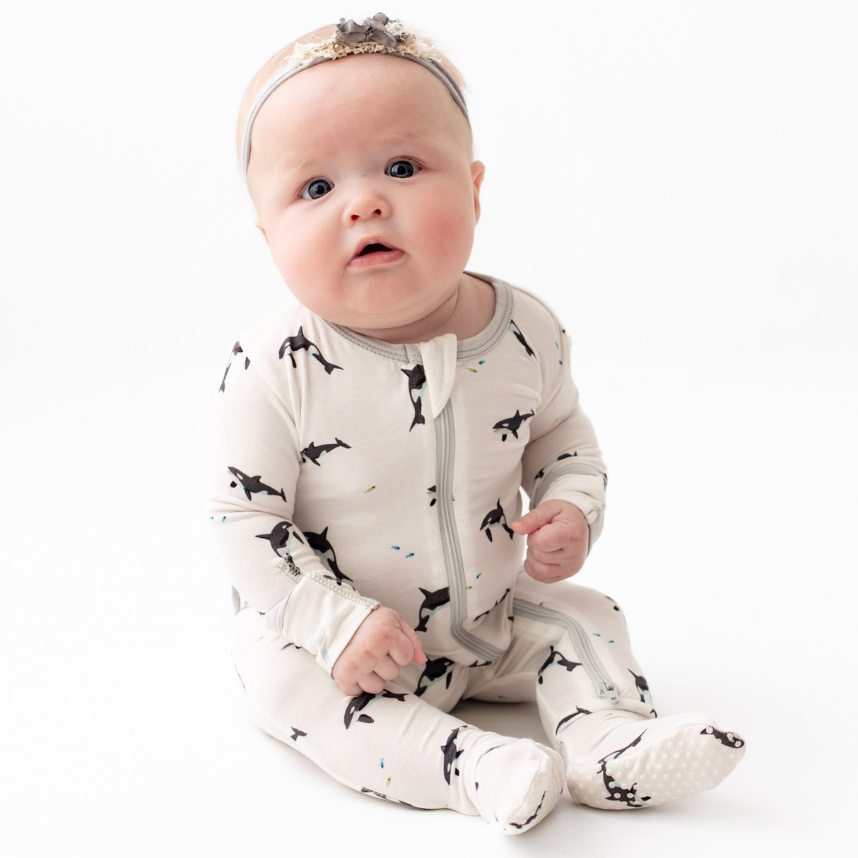 Orca Zippered Footie - HoneyBug