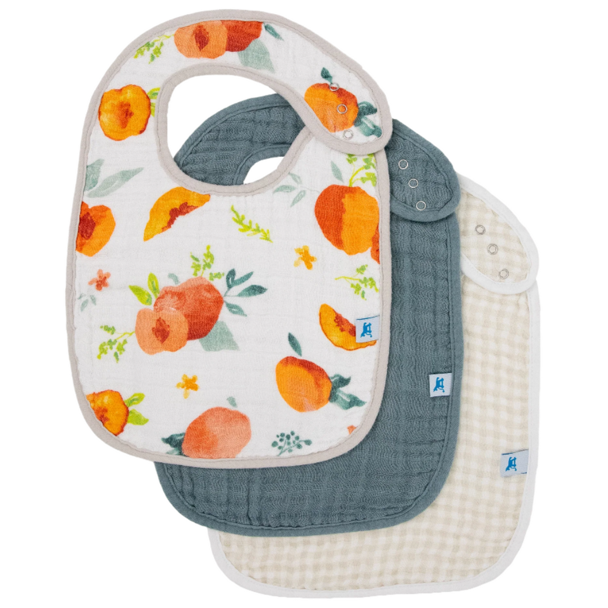 Cotton Muslin Classic Bib 3 Pack - Georgia Peach - HoneyBug