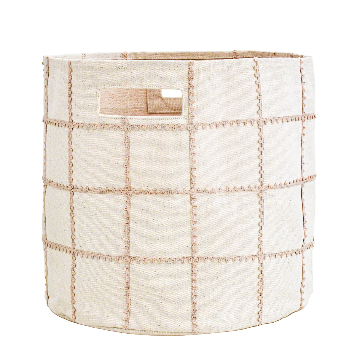 Handmade Canvas Storage Basket Lace - Pecan