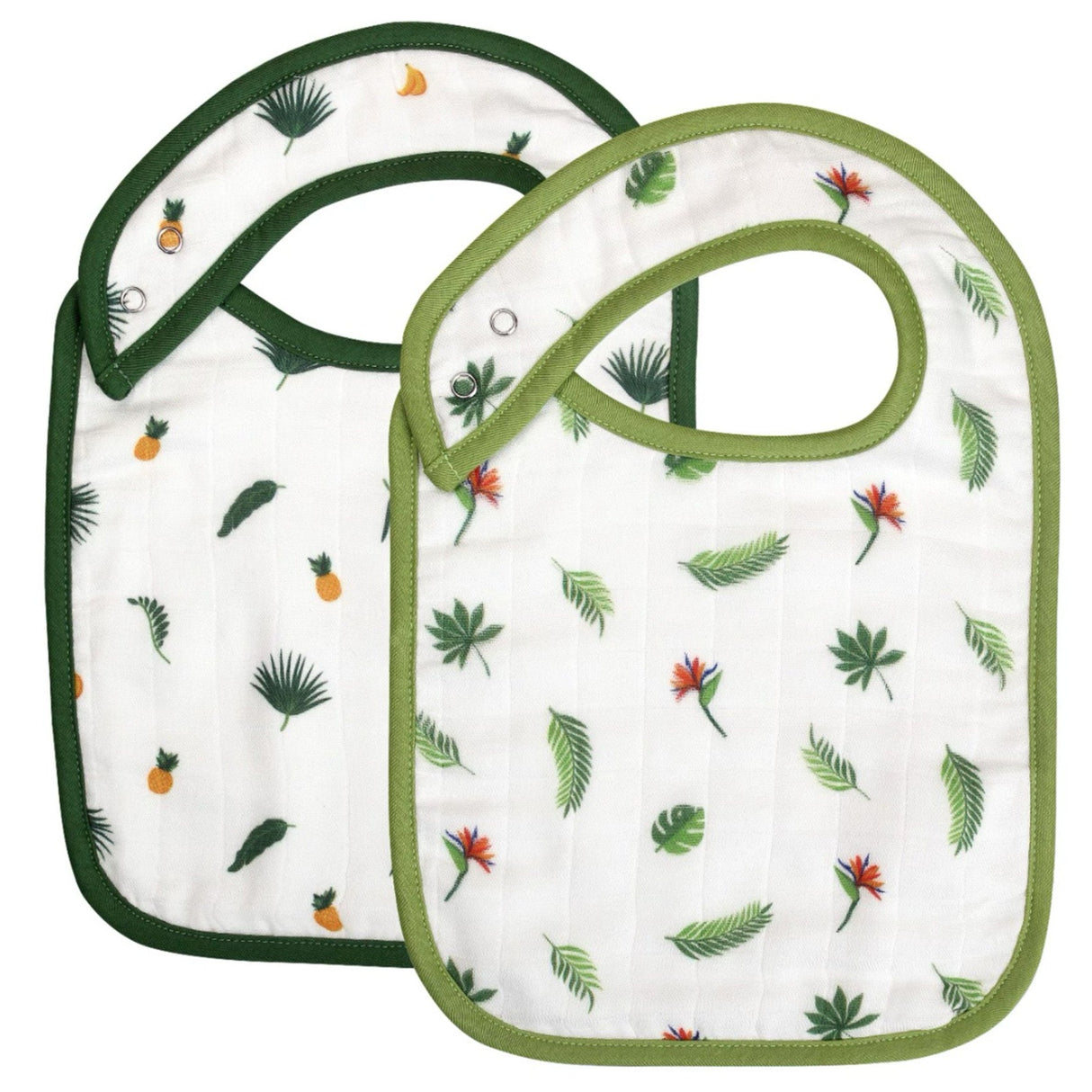 Tropical Palms & Bird of Paradise Bib Set - HoneyBug