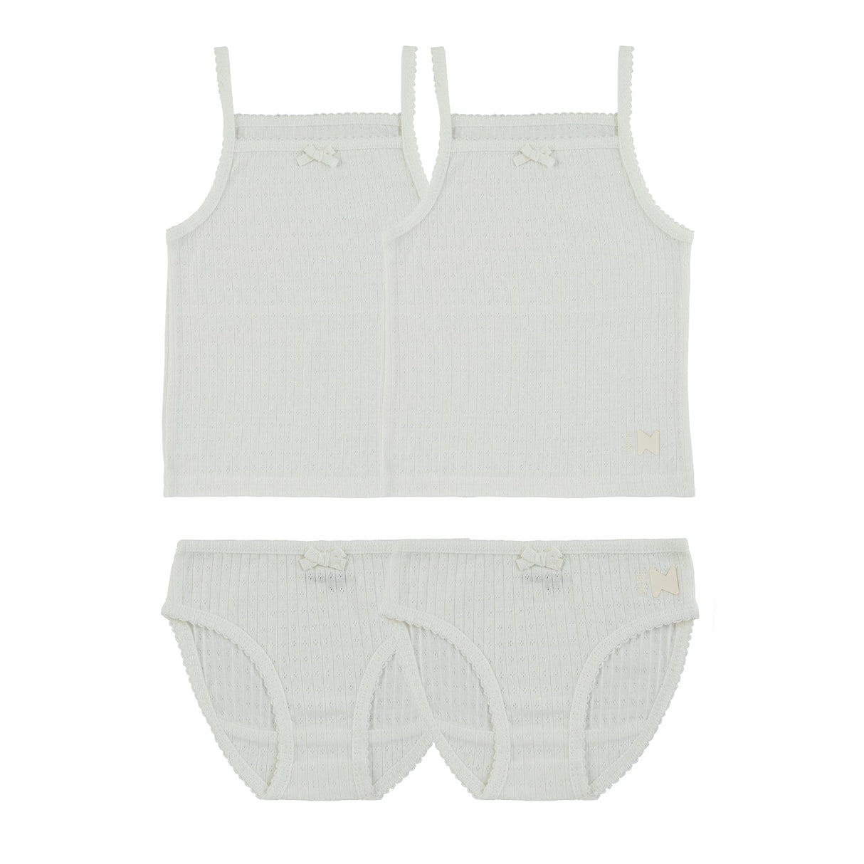 Pointelle White, Girl (2 Sets) - HoneyBug