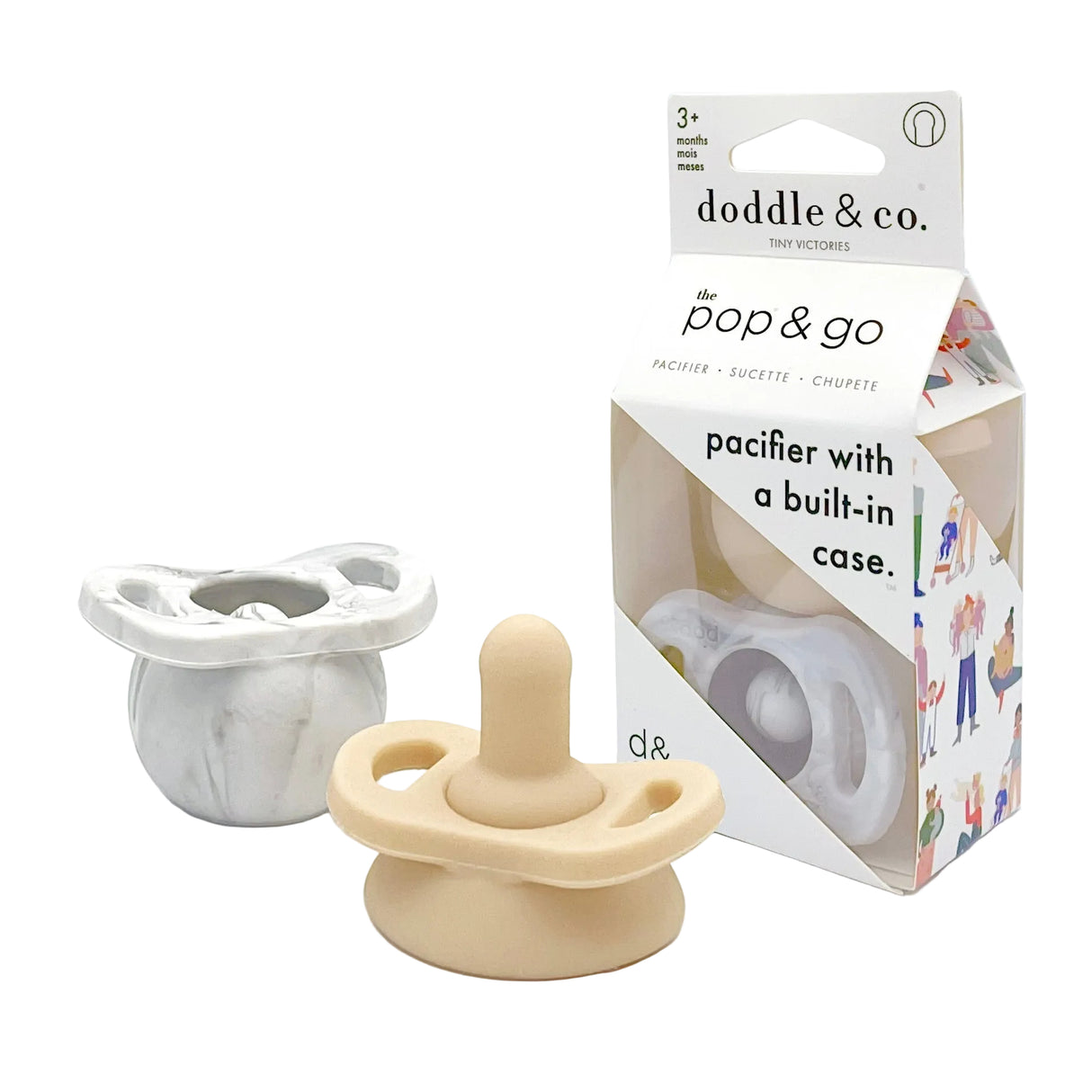 Pop & Go Pacifiers - Marble Grey/Shore